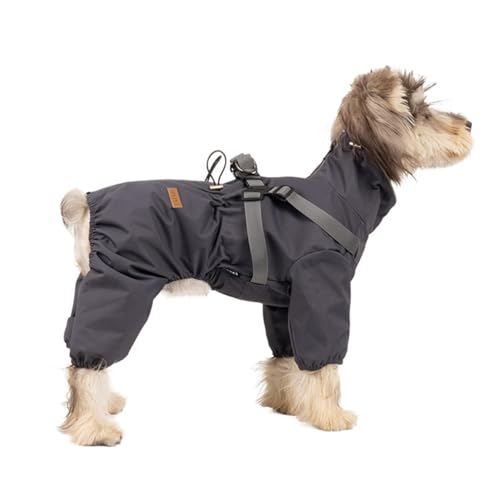 Hunde Regenmantel mit hoher Wasserdicht für Hunde Reflektieren der Vier Bein iger Regen-Overall für Welpen kleines mittleres Haustier-Gray||M