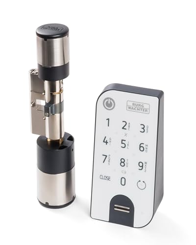 BURG-WÄCHTER Elektronisches Türschloss, Zylinder und Keypad, Öffnung mit App, Fingerprint, Pincode oder Funkschlüssel, ENTRYeasy 7602 FP, Schwarz/Edelstahl, Biometrisch