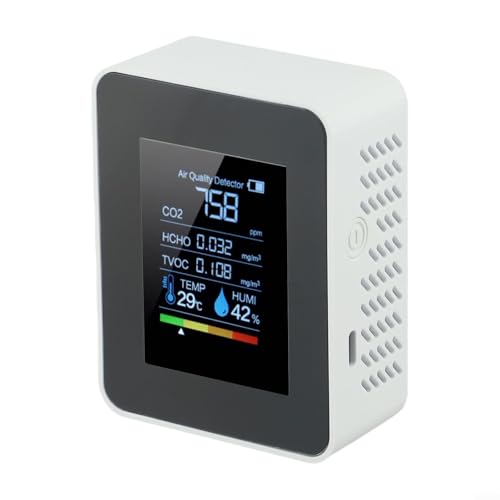 5-in-1 Umwelt-Monitor, Luftqualitätsmonitor, TVOC HCHO Temperatur-Feuchtigkeitsmesser, Formaldehyd-Temperaturfeuchtigkeit für genaue Innenerkennung