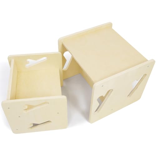Puecrof Montessori Abstilltisch und Stuhl aus Massivholz - Tisch- und Stuhlset für Kleinkinder, Montessori Möbel für Kinder