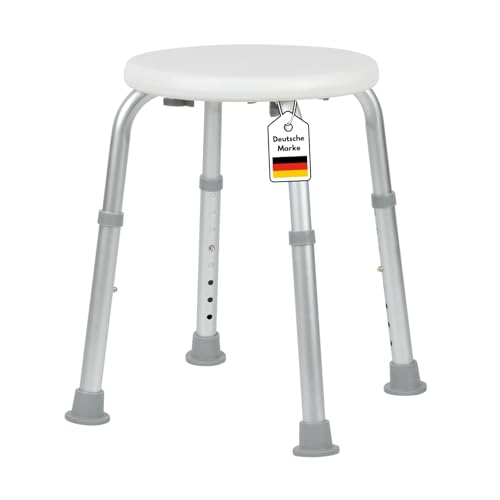 DIVID® Duschhocker DH 001, Duschstuhl, Belastbar 120kg, rutschfeste Gummifüße, Höhenverstellbar, Badhocker mit sicherem Halt, Duschhilfe für Senioren, Duschsitz