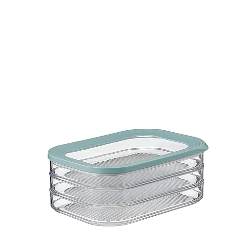 Mepal - Vorratsbehälter Wurstwaren Modula 3-lagig - Kühlschrank - Vorratsbox mit Deckel - Geeignet zur Aufbewahrung von Fleischprodukten -3 Separate Kühlschrank - Vorratsboxen - 1650 ml - Nordic Green