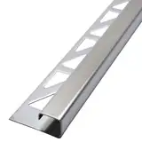 Dalsys Fliesenschiene Eckprofil Quadratprofil Edelstahl Gebürstet 2,5m x 10mm, 1 Stück, Fliesenprofil