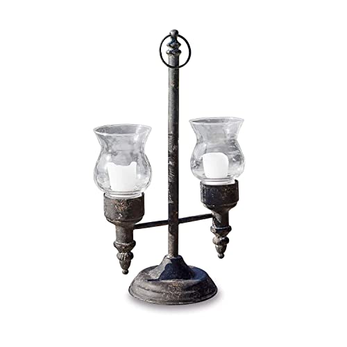 Loberon Windlicht Oiusseau, authentischer Antik-Look, blütenförmige Kelche, elegant & zugleich rustikal, Kerzenhalter, Dekoration, Eisen, Glas, antikschwarz