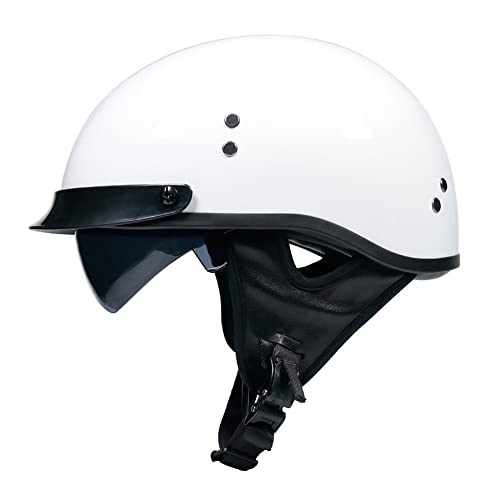 Halbschalenhelm mit ECE, Jethelm Retro mit Sonnenblende, Chopper Helm Roller Helm Offenem Helm, Street Moped Halbhelme, mit Herausnehmbarem und Waschbarem Futter XL(61-62cm)
