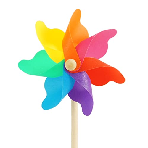 CIM Windspiel - Moulin 14 Rainbow - UV-beständig und wetterfest - Windrad: Ø14cm, Standhöhe: 32cm - fertig aufgebaut inkl. Standstab