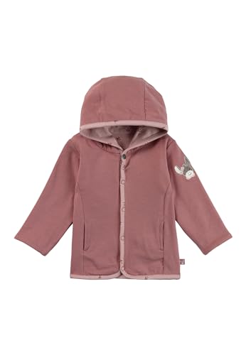Sterntaler Babyjacke zum Wenden aus Baumwolljersey - mit Kapuze und Druckknöpfen - Wendeseite einfarbig mit seitlichen Eingrifftaschen - Mädchen Sommerjacke für Baby und Kleinkind, perlrosa, Größe 80