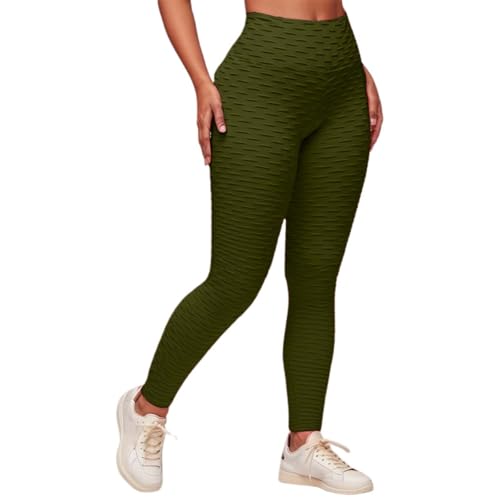 SUPTTING Damen Leggings Wabenmuster Struktur Po Lifting Sporthose Yogahose Fitnesshose Lange Freizeithose Blickdicht Bauchkontrolle Scrunch Butt Bekleidung Activewear Gym Workout Stretch