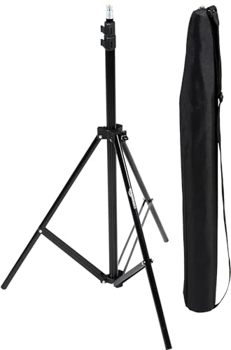 Amazon Basics Aluminium 2,04 m Kamera Beleuchtungsstativ für Studio- und On-Location-Fotos, 1,22 kg, max. Belastung 3,17 kg, Höhenverstellbar, Tragbar, Kompakte Aufbewahrung - Schwarz