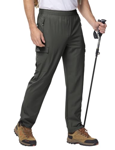 Rdruko Cargohose Herren Lang Wanderhose Jogginghose Wasserdicht Trekkinghose Sporthose Männer mit Taschen Sweatpants Schnelltrocknend (Dunkelgrau XL)