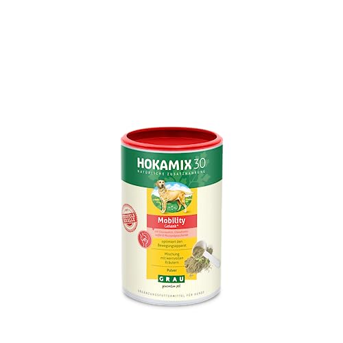GRAU - das Original - HOKAMIX30 Mobility Gelenkpulver, natürliche Kräutermischung bei Gelenkproblemen, mit Grünlippenmuschel und Teufelskralle, 1er Pack (1 x 150 g), Ergänzungsfuttermittel für Hunde