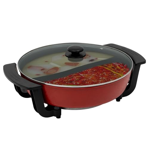 6L Elektrische Hot Pot, Twin Hot Pot Shabu Induktion Feuertopf Suppentopf Kochgeschirr Antihaft Kochtopf Chinesischer Hot Pot Shabu Feuertopf Suppentopf Kochgeschirr, 1360W