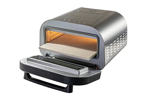 Unold Pizzaofen LUIGI 68816 | Elektrischer Pizza Ofen aus rostfreiem Edelstahl mit bis zu 400°C, nur ca. 2 Minuten Backzeit, inklusive Pizzastein aus Cordierit, energiesparend, 1.700 Watt