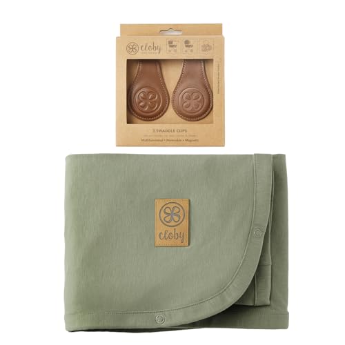 Cloby CBY-SET-OL-BR Set UV-Schutz-Decke olive und magnetische Clips braun