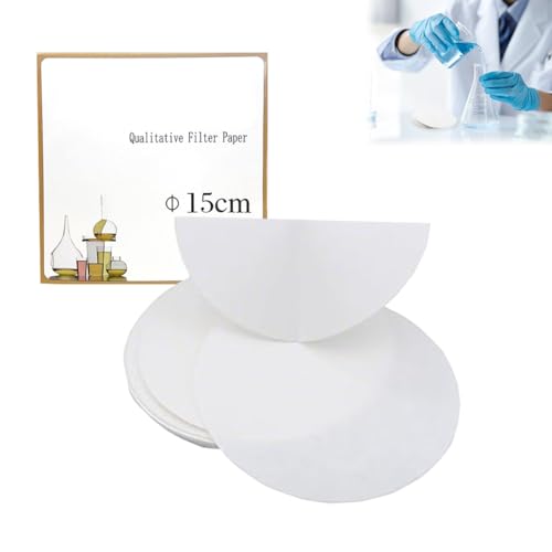 LAJUP 100 Stück Qualitatives Lab Filterpapier,Labor Filterpapier Rund Laborfilter,Qualitatives Lab Filterpapier Mit Mittlerer Fließgeschwindigkeit,Für Laborbedarf Chemische Anwendungen(15Cm)