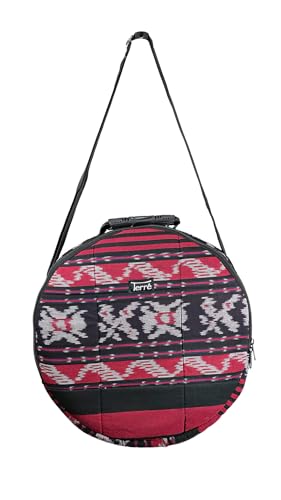 Terré Shamandrum Tasche ROT aus Ikat Ø 40 cm Schamanentrommel Rund Ritual Drum Trageriemen