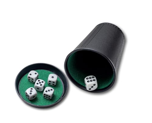 Noris 606152776 Würfelbecher Set mit 6 Würfeln, vielseitig einsetzbares Würfel-Set für Spieler ab 3 Jahren, grün