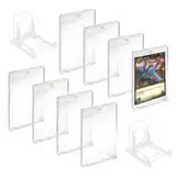 UOCAI 8 Stück Magnetic Card Holder,UV Sammelkarten Hüllen Spielkarten Toploader 35PT Karten Sleeves, mit 6 Stück Kartenständer, Trading Cards für Pokemon,Yugioh,Magic, Tcg,MTG, Sportkarten Sammlung