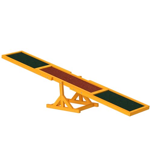 PawHut Hundewippe Hunde Agility Wippe Holz Welpenspielzeug Agility Training Hundesport für große Hunde Natur 180 x 30 x 30 cm