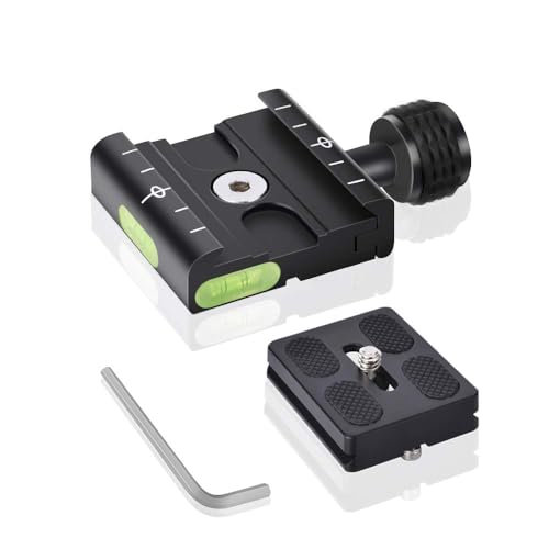 UTEBIT 50 mm Schnellwechselplatte Klemme kompatibel mit Arca Swiss, Stativ Kamera Quick Release Platte mit Wechselplatte 1/4" 3/8" Schraube Adapter Wasserwaage Universal-Schnellwechselsitz