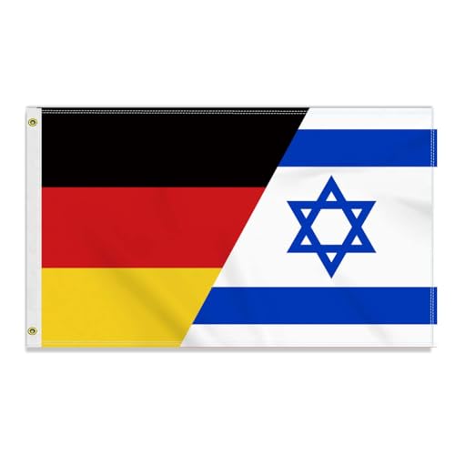 Große 90×150 CM Deutschland Israel Flagge, großes 150D Deutsch Israels Freundschafts banner,Strapazierfähige Deutschlandfahne Doube-Seitendruck Dekor Messingösen large Israel