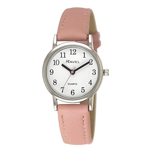 Ravel - Pastellfarbene Alltagsuhr für Damen (27 mm Gehäuse) - Analoges Quarzwerk - R0137.05.2 - Rosa/Silberton
