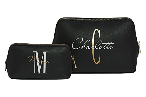 Personalisierte Kulturtasche, Kosmetiktasche mit Initial und Namen, Beauty Bag in verschiedenen Farben, Kulturbeutel mit Namen (M - kleine Tasche)