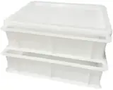 Quvido Hefekiste für Pizza- und Brotteig | 2x Kunststoffbox + 1x Deckel 30x40x10 cm | Farbe: weiß | Kunststoffbehälter mit Deckel zur Gärung von Pizza- und Brotteig | Lebensmittelbehälter | Teigkasten