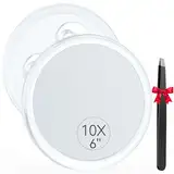 Auxmir 10X Vergrößerungsspiegel 15cm mit 3 Saugnäpfen, Kosmetikspiegel mit 10-Fach Vergrößerung, Schminkspiegel Wandspiegel für Zuhause Badezimmer Reisen