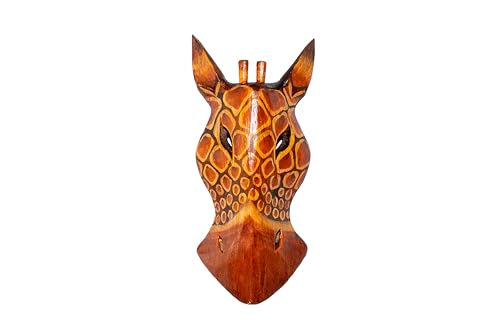 WORU Maske Giraffe 20 cm, Holz-Maske aus Bali, Wandmaske, Tiermaske