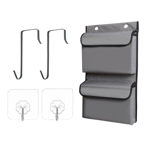 Über dem Türorganisator - Oxford Stoffladung Hanging Bad Organizer | 2-Kompartiment mit 2 Haken + 2 klebrige Haken | Raumsparender Stoff hinter der Türaufbewahrung, wasserdicht für Küchenbadschrank