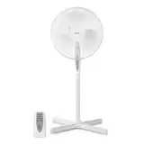 MEDION Standventilator mit Fernbedienung, drei Geschwindigkeitsstufen, 45 Watt Leistung, 36 cm, Schwenkfunktion, Oszillation, verstellbare Höhe, MD18795, weiß