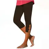 EMATOP Damen Leggings 3/4 Lange Caprihose High Waist Sporthose Slim Fit Blickdichte Yogahose Elegant Einfarbig Sportleggings Bequem Baumwolle Sporthose Sommer Jogginghose Black Friday
