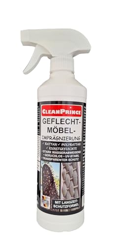 0,5 Liter Geflechtmöbel - Imprägnierung CleanPrince | transparent UV-Stabil Rattan Polyrattan Korbmöbel Kunstgeflechte Sonnenliegen Stühle innen außen wasserabweisende geruchlose Versiegelung