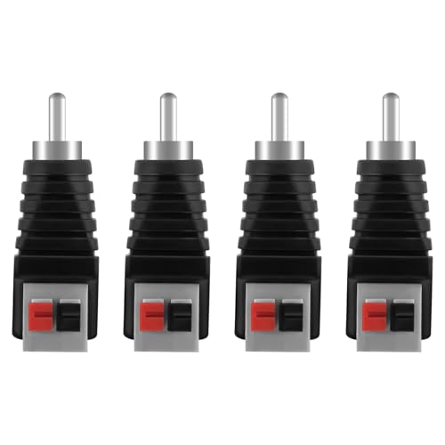 AXFEE 4 Stücke RCA Stecker, RCA-Stecker Adapter, rca zu Lautsprecher Adapter, Lötbarer-stecker, Lautsprecher stecker, Cinch Stecker-Schraubbar, für AV Video Audio Signalübertragung