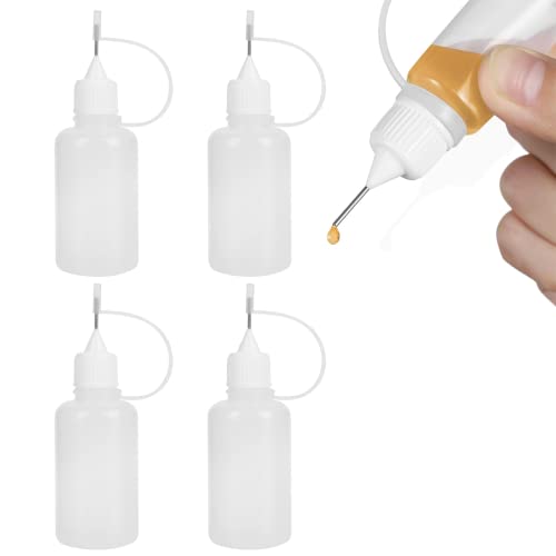TUKNN Dosierflasche,Nadelflasche,Quetschflasche Klein,Spritzflasche,Plastikflasche,Leimflasche Leer,Kleine Plastikflaschen Zum BefüLlen,Mit Nadelspitze,5ml Leerfläschchen,Applikator Flasche,4 Stück