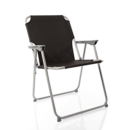 BigDean Klappstuhl Schwarz Campingstuhl Faltstuhl Angelstuhl robust klappbar bis 120kg