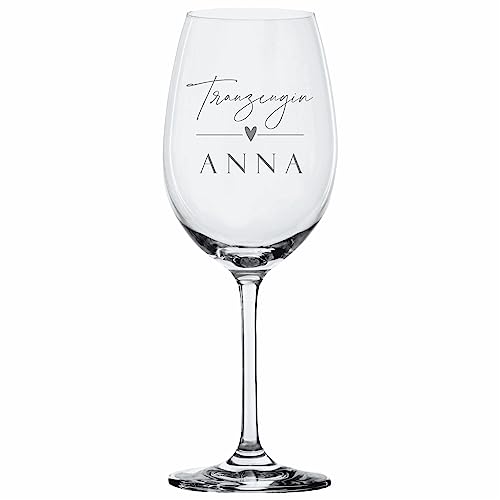 KT-Schmuckdesign Weinglas Leonardo - Trauzeugin mit Wunschtext - Geschenkidee Trauzeugin Hochzeit personalisiert Individuell