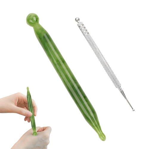 Akupressurstift,Akupunkturstift,Harz Akupressurstift zum Gesichtsschaben,Akupressur Stab,mit Akupunkturstift aus Edelstahl,für Massage,Akupressur,Schulter,Rücken und Beinentspannung
