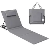SONGMICS Strandstuhl, Campingstuhl, Sonnenliege, Strandliege, klappbar, verstellbare Rückenlehne, leicht tragbar mit Griff, für Camping, Garten, Pool, 158 x 55 cm, schiefergrau GCB151G01