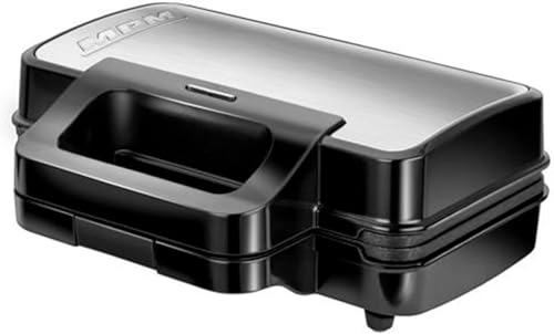 MPM - MOP 43M - 3 in 1- Küchengerät - Sandwichmaker + Kontaktgrill + Waffeleisen - für 4 dreieckige Sandwiches/Panini oder 2 belgische Waffel - mit abnehmbaren Platten - 1000 W - mit Thermostat