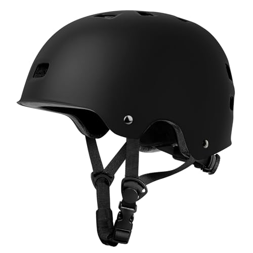 LeapBeast Stadthelm, Robuster Fahrradhelm für den Alltag, Skaterhelm mit Drehrad-Anpassung Geeignet, für Beim Skaten, BMX-Fahren Oder Longboarden für Kinder Erwachsene (Schwarz, M)