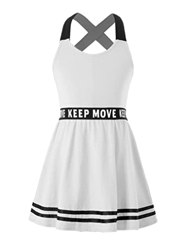 Choomomo Kinder Kleidung Set Tennisanzug Ärmelloses T-Shirt Tops Tennisrock Mit Innenhose Mädchen Tennis Sport Training Fitness Tennisbekleidung Weiß H 158-164