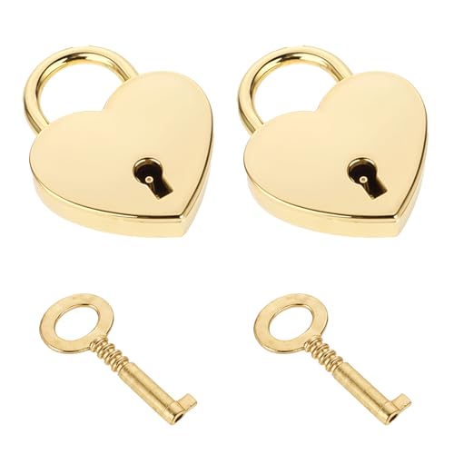 2 Stücke Kleines Herzschloss Mit Schlüssel Herz Vorhängeschloss Mini Vintage Schlüssel Liebesschloss Liebesherz Schloss Mit Schlüsse Heart Locker Für Tagebuch Locker Schmuck Aufbewahrungsbox