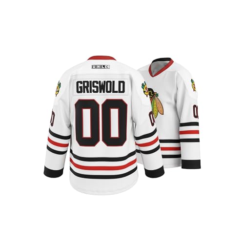 UNLC Griswold #00 Movie Hockey Jersey - Genähte Buchstaben und Zahlen S-5XL Authentic Fabs Apparel, 00#weiß, L