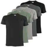 ALPIDEX Herren T-Shirts 5er Set Rundhals einfarbig S M L XL XXL 3XL 4XL 5XL, Größe:L, Farbe:Storm