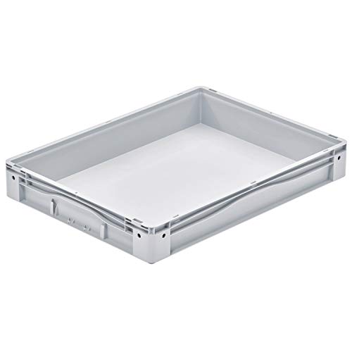 Eurobehälter 800x600x120 mm, Großbehälter, Euro-Norm, Große Kunststoffbehälter, Industrie- und Lagerbox, 1 St, Grau