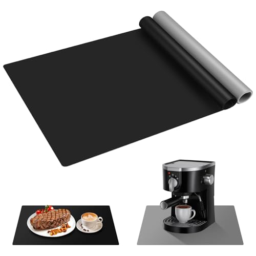 NVGVUP 2 Stück Silikonmatte Groß 60x40 cm, Silikonmatte für Epoxidharz, Rutschfeste Bastelunterlage, Malunterlage für Kinder, Mehrzweck Antihafte Hitzebeständige Platzset (Schwarz + Grau)