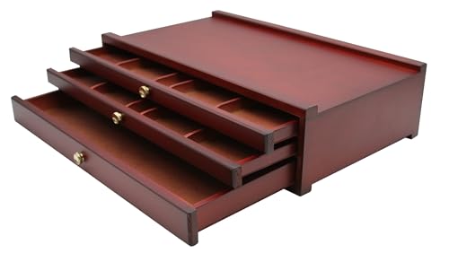 Padua Malkoffer Künstler Utensilienkoffer Aufbewahrungsbox aus lasiertem Buchenholz mit 3 Schubladen - Leer - 40x24x10,5 cm - Ideal für Farben, Pinsel, Stifte & Künstlerbedarf