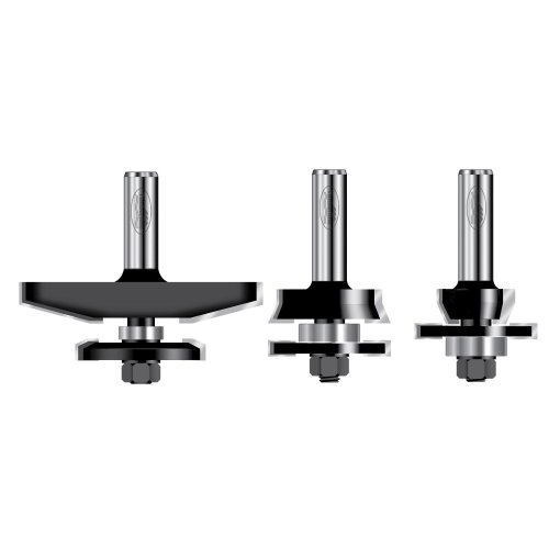 Timberline TRS-230 Fräser-Set mit 1/2-Zoll-Schaft (1,27 cm), für Türherstellung, Shaker-Möbel mit erhöhten Paneelen, mit Rückenschneider, 3-teilig